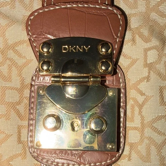 DKNY Beige and Brown Monogram Shoulder Bag - Picture 5 of 12